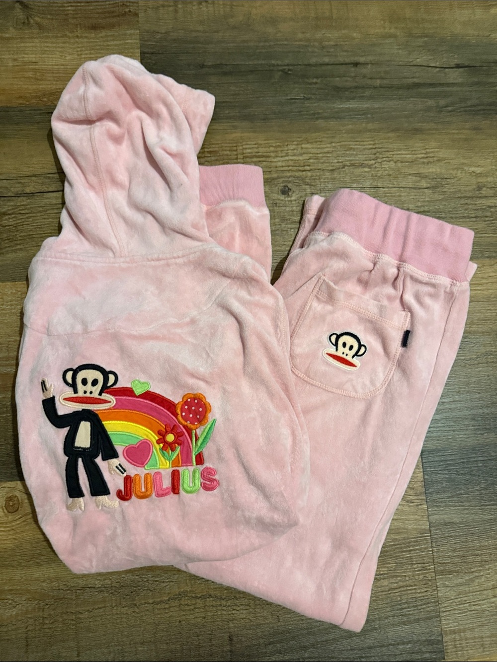 Paul Frank Julius Monkey Pink Velour Tracksuit Set
